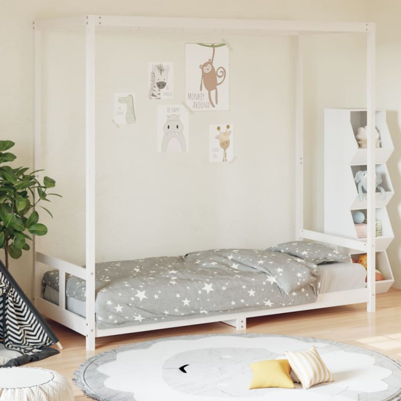 vidaXL Estructura de cama para niños madera de pino blanco 80x200 cm vidaXL Estructura de cama para niños madera de pino blanco 80x200 cm