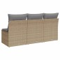 vidaXL Sofá de jardín de 3 plazas con cojines ratán sintético beige vidaXL Sofá de jardín de 3 plazas con cojines ratán sintético beige