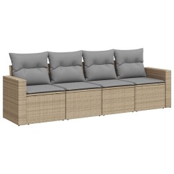 vidaXL Juego de sofás jardín con cojines 4 pzas ratán sintético beige