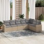 vidaXL Set sofás de jardín 7 piezas y cojines ratán sintético beige vidaXL Set sofás de jardín 7 piezas y cojines ratán sintético beige