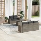 vidaXL Set de muebles de jardín 6 pzas y cojines ratán sintético gris vidaXL Set de muebles de jardín 6 pzas y cojines ratán sintético gris