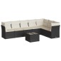 vidaXL Set de sofás de jardín 8 piezas y cojines ratán sintético negro vidaXL Set de sofás de jardín 8 piezas y cojines ratán sintético negro