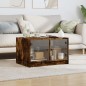 vidaXL Mesa de centro con puertas de vidrio roble ahumado 68x50x42 cm vidaXL Mesa de centro con puertas de vidrio roble ahumado 68x50x42 cm