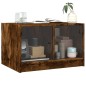vidaXL Mesa de centro con puertas de vidrio roble ahumado 68x50x42 cm vidaXL Mesa de centro con puertas de vidrio roble ahumado 68x50x42 cm