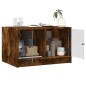 vidaXL Mesa de centro con puertas de vidrio roble ahumado 68x50x42 cm vidaXL Mesa de centro con puertas de vidrio roble ahumado 68x50x42 cm