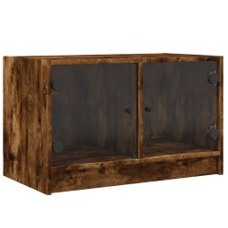 vidaXL Mueble de TV con puertas de vidrio roble ahumado 68x37x42 cm