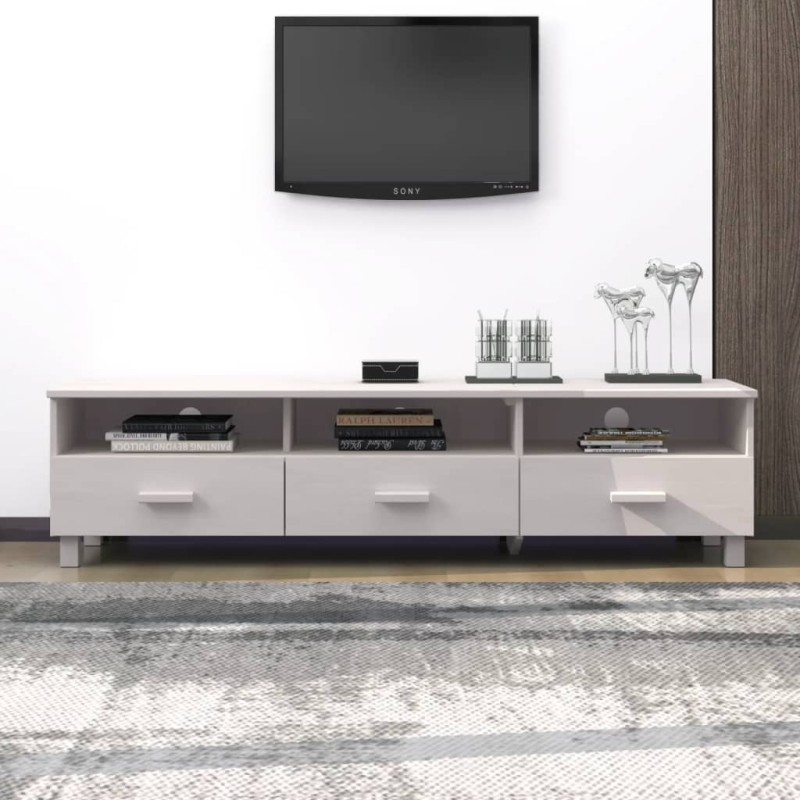 vidaXL Mueble de TV HAMAR madera maciza de pino blanco 158x40x40 cm