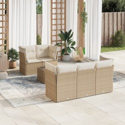 vidaXL Juego de sofás jardín con cojines 6 pzas ratán sintético beige