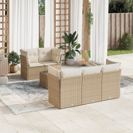 vidaXL Juego de sofás jardín con cojines 6 pzas ratán sintético beige