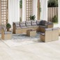 vidaXL Set de sofás de jardín 11pzas con cojines ratán sintético beige vidaXL Set de sofás de jardín 11pzas con cojines ratán sintético beige