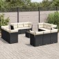 vidaXL Set de sofás de jardín y cojines 13 pzas ratán sintético negro vidaXL Set de sofás de jardín y cojines 13 pzas ratán sintético negro