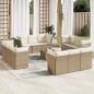 vidaXL Set sofás de jardín con cojines 13 pzas ratán sintético beige vidaXL Set sofás de jardín con cojines 13 pzas ratán sintético beige