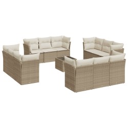 vidaXL Set sofás de jardín con cojines 13 pzas ratán sintético beige