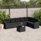 vidaXL Set de sofás de jardín 8 piezas y cojines ratán sintético negro vidaXL Set de sofás de jardín 8 piezas y cojines ratán sintético negro