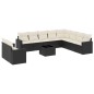 vidaXL Set de sofás de jardín 11 pzas y cojines ratán sintético negro