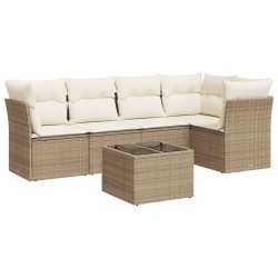 vidaXL Juego de sofás jardín con cojines 6 pzas ratán sintético beige