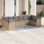 vidaXL Juego de sofás jardín con cojines beige 10 pzas ratán sintético