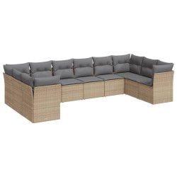 vidaXL Juego de sofás jardín con cojines beige 10 pzas ratán sintético