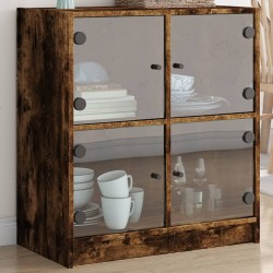 vidaXL Armario auxiliar puertas de vidrio roble Sonoma 68x37x75,5 cm