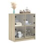 vidaXL Armario auxiliar puertas de vidrio roble Sonoma 68x37x75,5 cm vidaXL Armario auxiliar puertas de vidrio roble Sonoma 68x37x75,5 cm