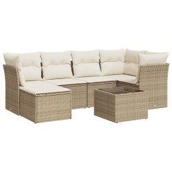 vidaXL Set sofás de jardín 7 piezas y cojines ratán sintético beige