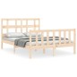 vidaXL Estructura de cama de matrimonio con cabecero madera maciza vidaXL Estructura de cama de matrimonio con cabecero madera maciza