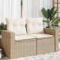 vidaXL Sofá de jardín con cojines de 2 plazas ratán sintético beige vidaXL Sofá de jardín con cojines de 2 plazas ratán sintético beige