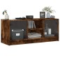 vidaXL Mueble de TV con puertas de vidrio roble ahumado 102x37x42 cm vidaXL Mueble de TV con puertas de vidrio roble ahumado 102x37x42 cm