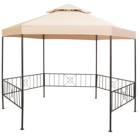 vidaXL Pérgola/Cenador de jardín hexagonal beige 323x265 cm