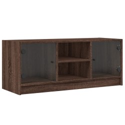 vidaXL Mueble de TV con puertas de vidrio marrón roble 102x37x42 cm