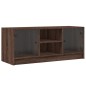 vidaXL Mueble de TV con puertas de vidrio marrón roble 102x37x42 cm