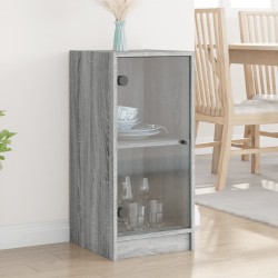 vidaXL Armario auxiliar puertas de vidrio gris Sonoma 35x37x75,5 cm