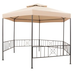 vidaXL Pérgola/Cenador de jardín hexagonal beige 323x265 cm