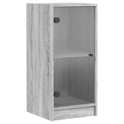 vidaXL Armario auxiliar puertas de vidrio gris Sonoma 35x37x75,5 cm