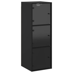 vidaXL Mueble de pared con puertas de vidrio negro 35x37x100 cm