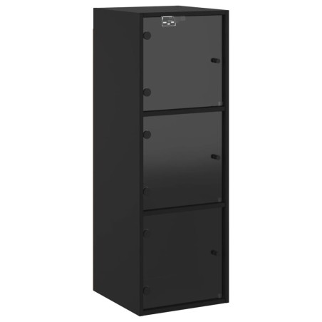 vidaXL Mueble de pared con puertas de vidrio negro 35x37x100 cm