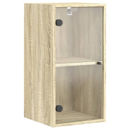 vidaXL Mueble de pared puertas de vidrio roble Sonoma 35x37x68,5 cm