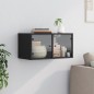 vidaXL Mueble de pared con puertas de vidrio negro 68,5x37x35 cm vidaXL Mueble de pared con puertas de vidrio negro 68,5x37x35 cm