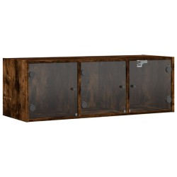 vidaXL Mueble de pared puertas de vidrio roble ahumado 102x37x35 cm