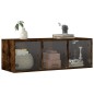 vidaXL Mueble de pared puertas de vidrio roble ahumado 102x37x35 cm vidaXL Mueble de pared puertas de vidrio roble ahumado 102x37x35 cm