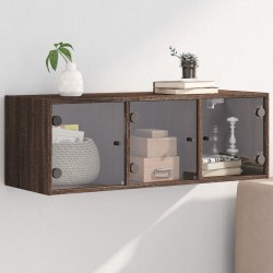 vidaXL Mueble de pared puertas de vidrio marrón roble 102x37x35 cm