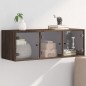 vidaXL Mueble de pared puertas de vidrio marrón roble 102x37x35 cm vidaXL Mueble de pared puertas de vidrio marrón roble 102x37x35 cm