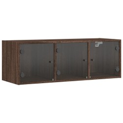 vidaXL Mueble de pared puertas de vidrio marrón roble 102x37x35 cm