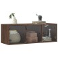 vidaXL Mueble de pared puertas de vidrio marrón roble 102x37x35 cm vidaXL Mueble de pared puertas de vidrio marrón roble 102x37x35 cm