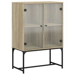 vidaXL Armario auxiliar puertas de vidrio roble Sonoma 69x37x100 cm