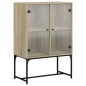 vidaXL Armario auxiliar puertas de vidrio roble Sonoma 69x37x100 cm
