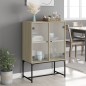vidaXL Armario auxiliar puertas de vidrio roble Sonoma 69x37x100 cm