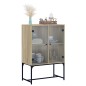 vidaXL Armario auxiliar puertas de vidrio roble Sonoma 69x37x100 cm