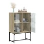 vidaXL Armario auxiliar puertas de vidrio roble Sonoma 69x37x100 cm