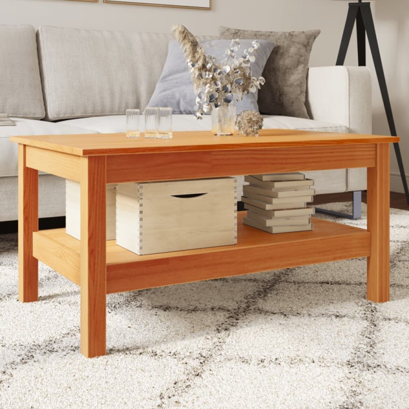 vidaXL Mesa de centro madera maciza de pino marrón cera 80x50x40 cm vidaXL Mesa de centro madera maciza de pino marrón cera 80x50x40 cm